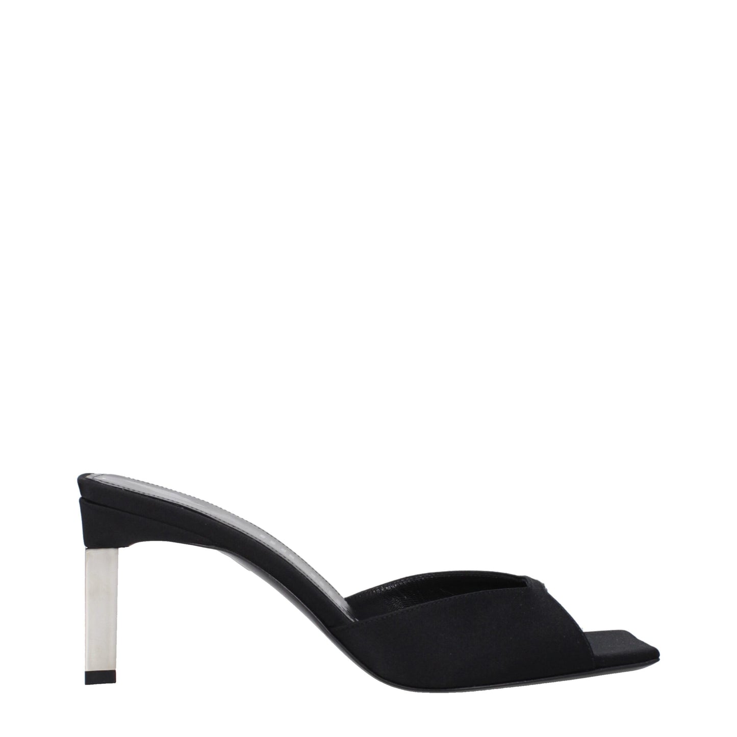 Black Satin Stiletto Heel Sandals