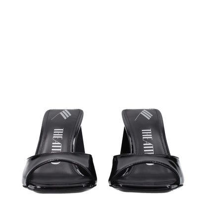 Black Leather Stiletto Heel Sandals