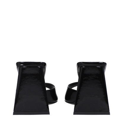 Black Leather Stiletto Heel Sandals