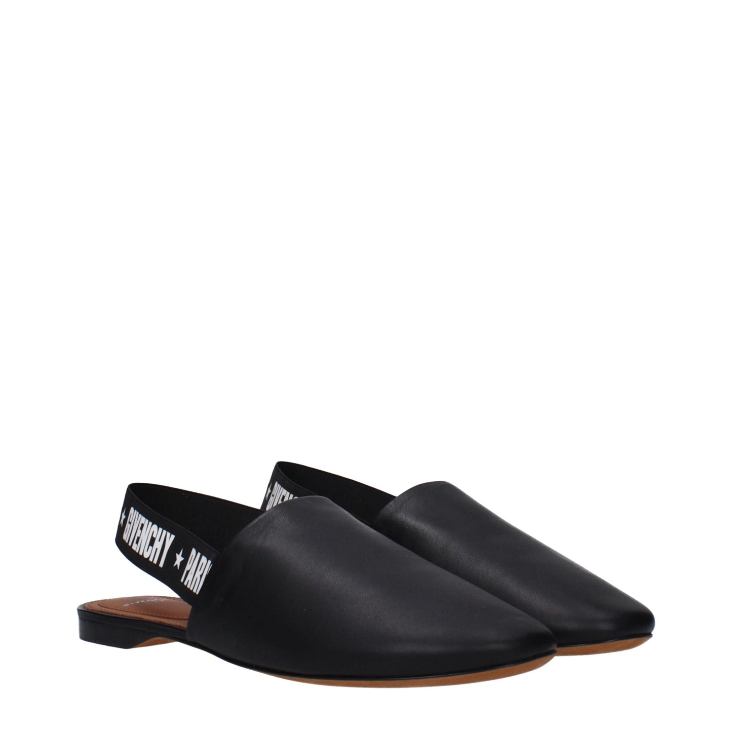 Black Leather Slides