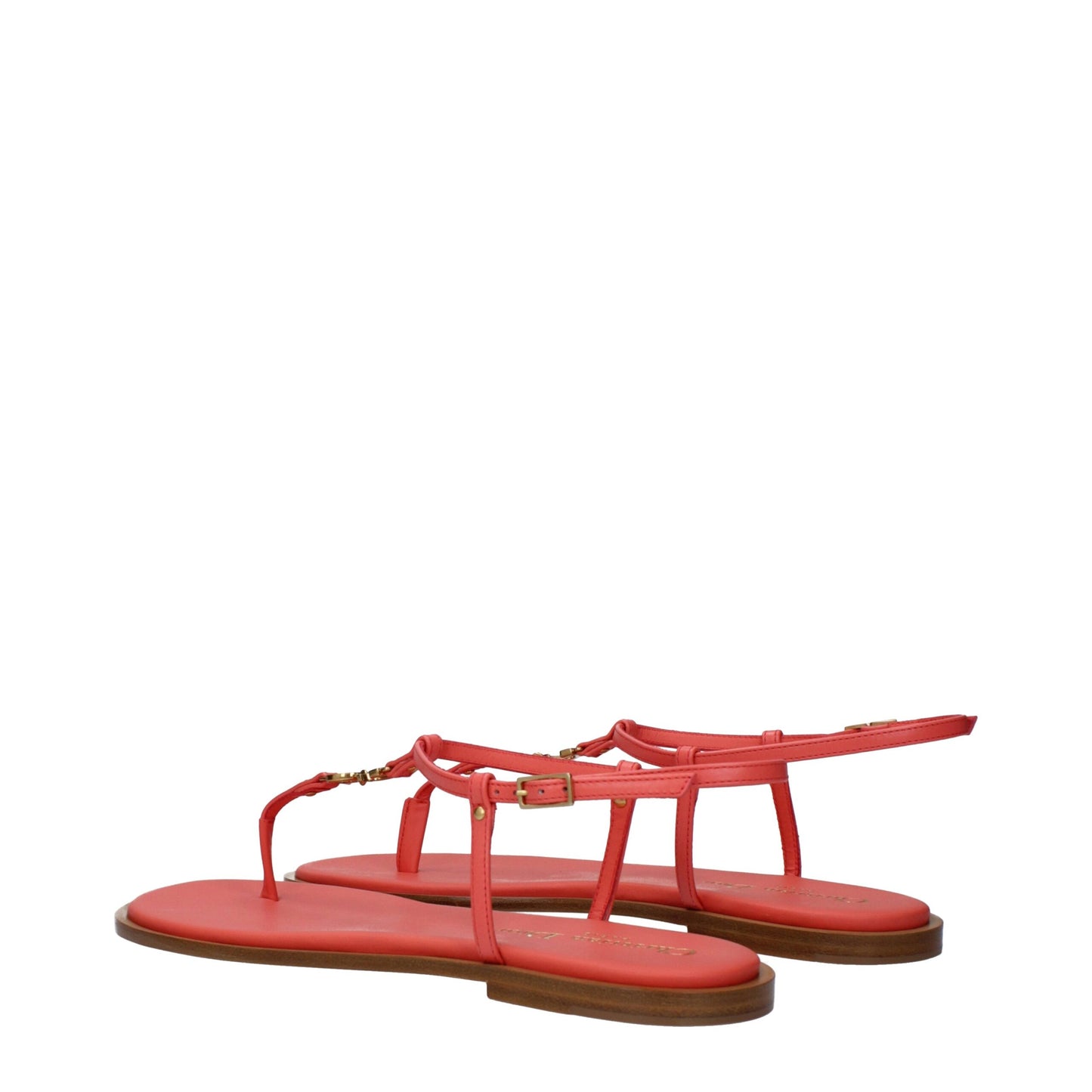 Pink Leather Flip-Flop Sandals
