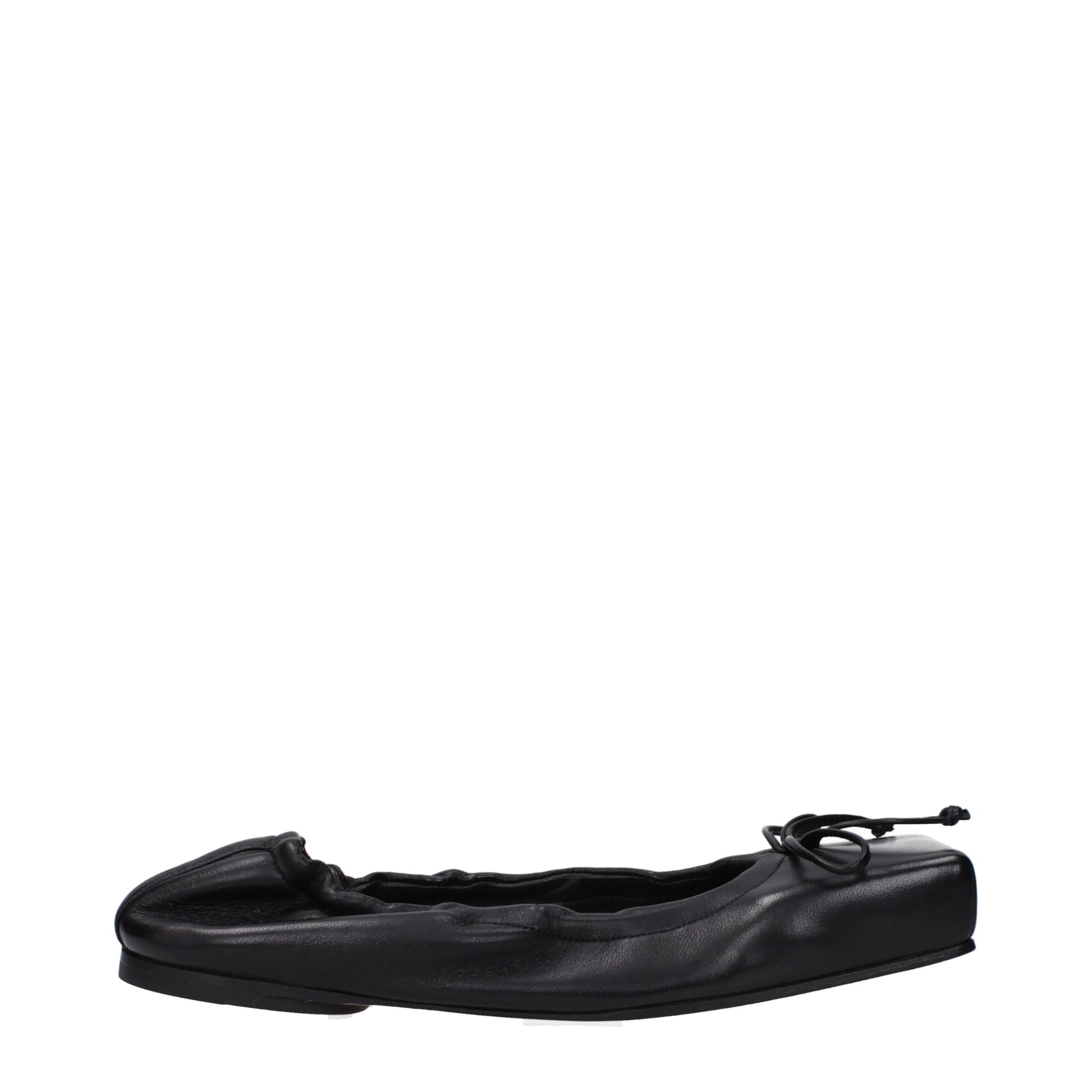 Black Leather Ballet Flats
