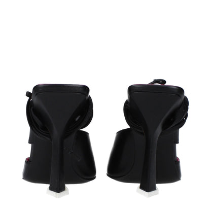 Black Leather Stiletto Heel Sandals