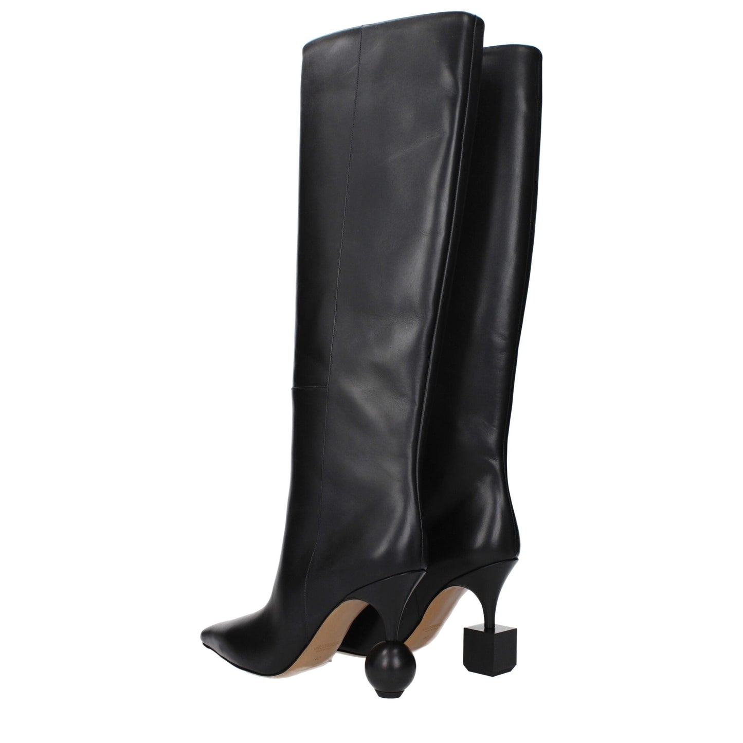 Black Leather High Heel Boots