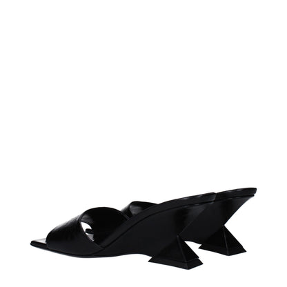 Black Leather Flat Sandals