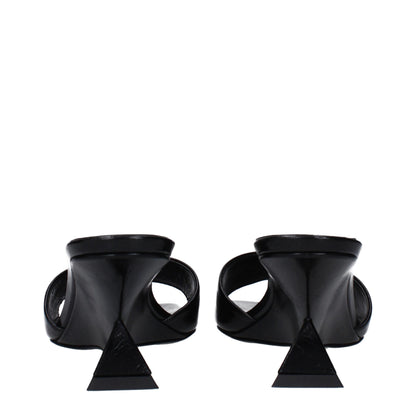 Black Leather Flat Sandals