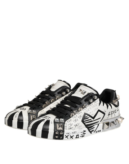 Black White Studded Low Top Sneakers Shoes