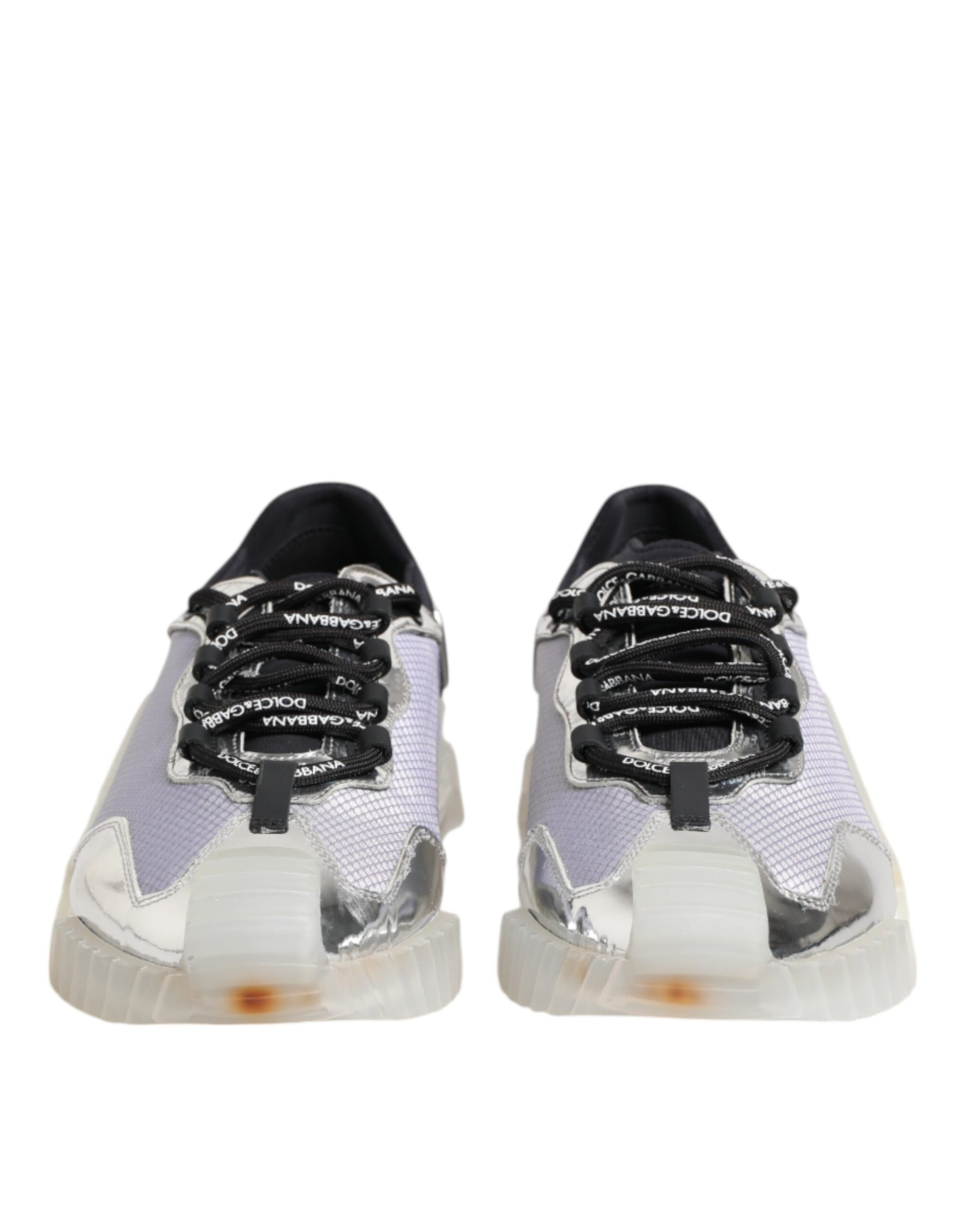 Silver Black Nylon NS1 Low Top Sneakers Shoes