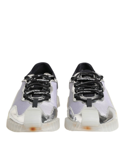 Silver Black Nylon NS1 Low Top Sneakers Shoes