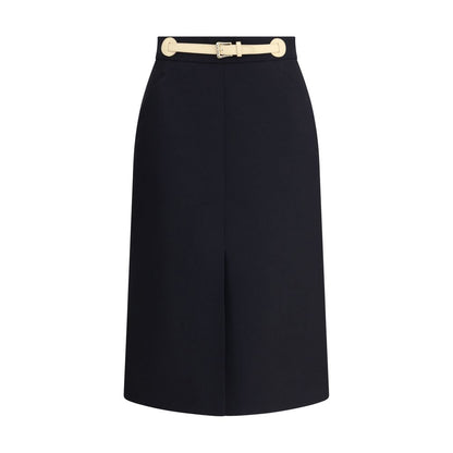 Black Fleece Wool Midi Skirt