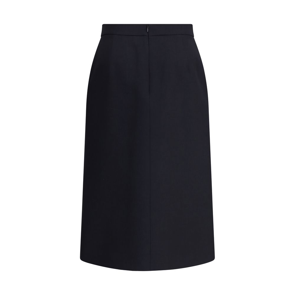 Black Fleece Wool Midi Skirt