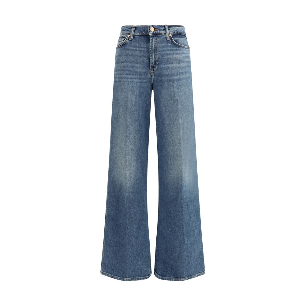 Blue Cotton Flared Jeans