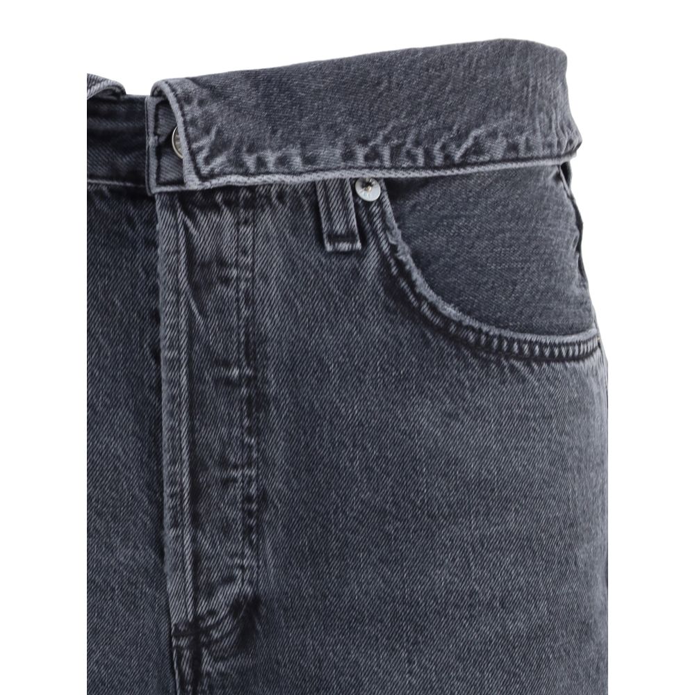 Black Cotton Tapered Jeans