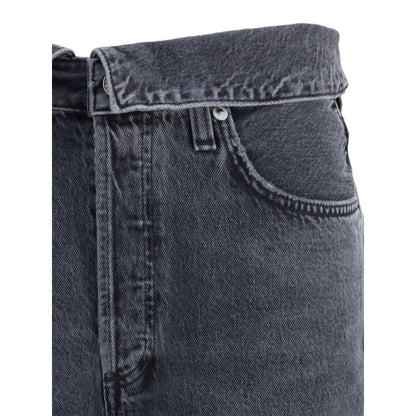 Black Cotton Tapered Jeans
