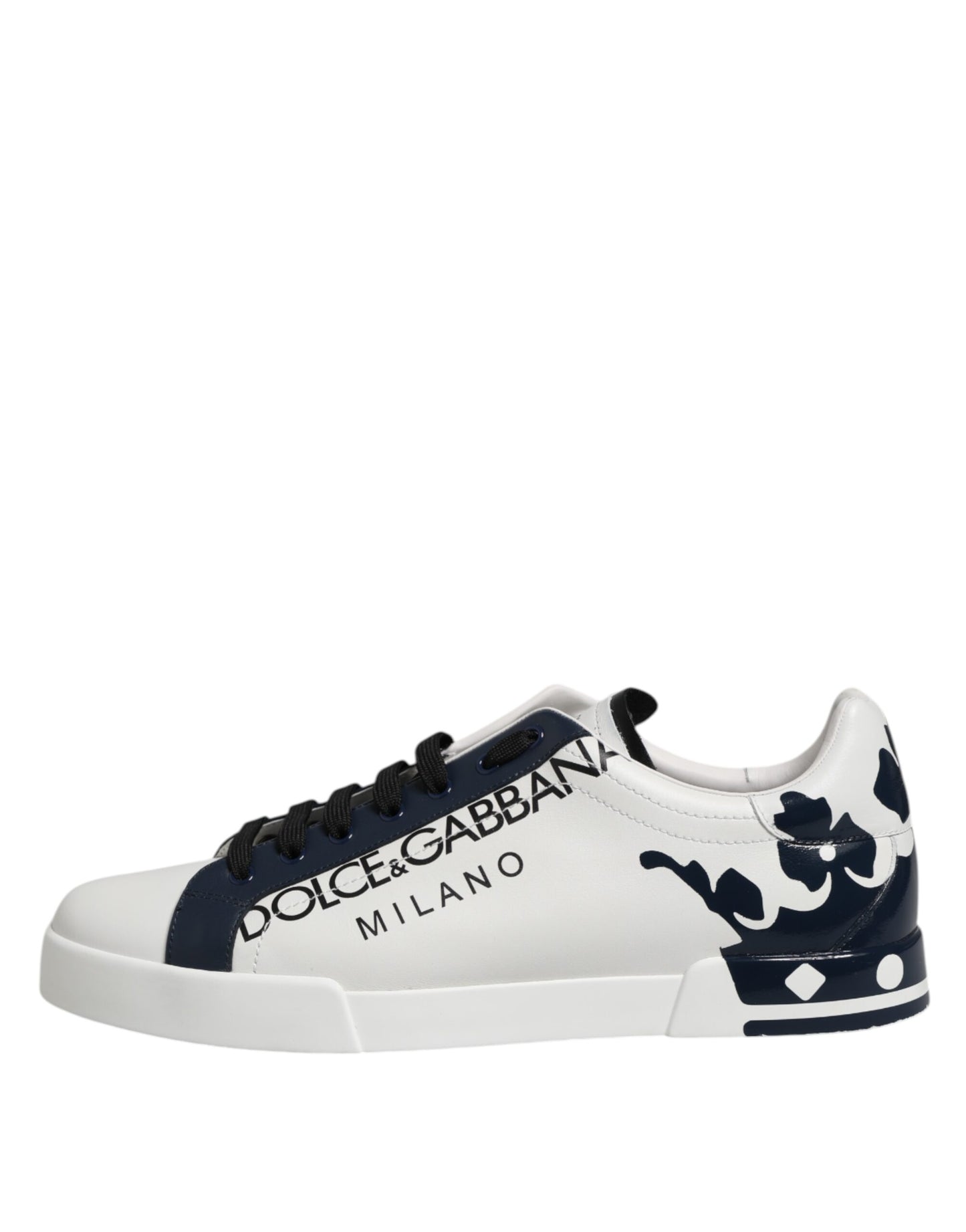 White Blue Crown Low Top Sneakers Shoes