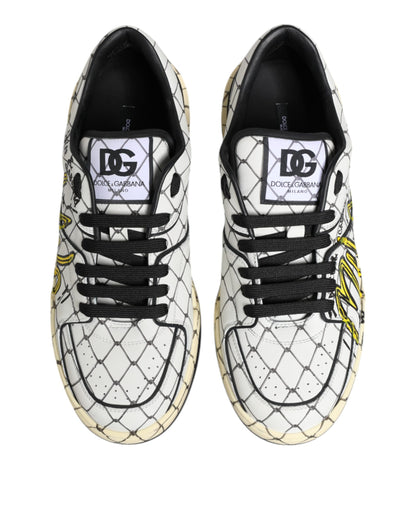 White Logo Print Low Top Men Sneakers Shoes