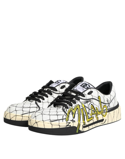 White Logo Print Low Top Men Sneakers Shoes