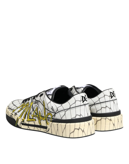 White Logo Print Low Top Men Sneakers Shoes