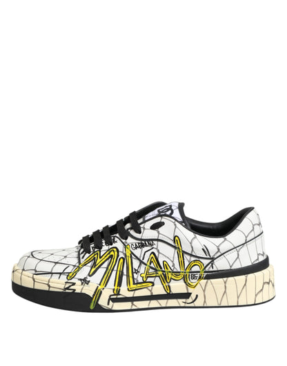White Logo Print Low Top Men Sneakers Shoes