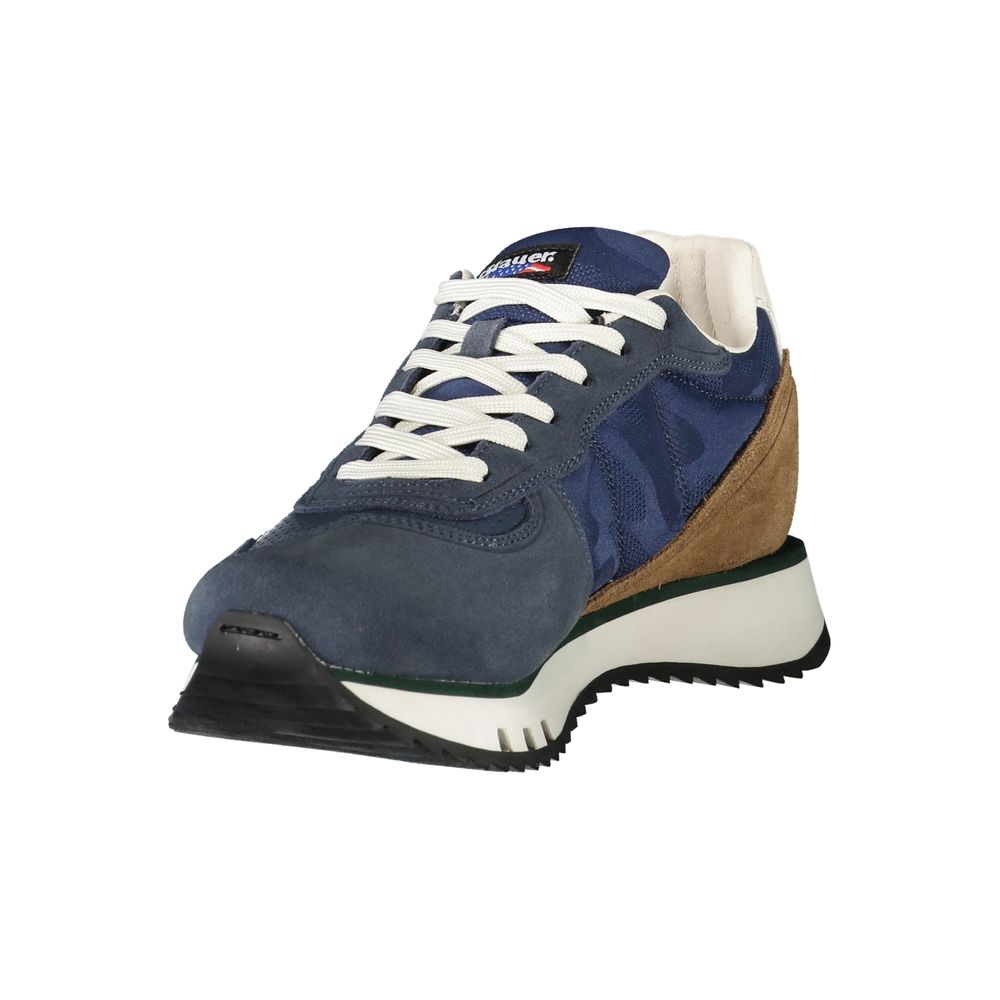 Blue Leather Men Sneaker