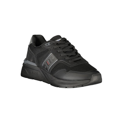 Black Polyester Mens Sneaker