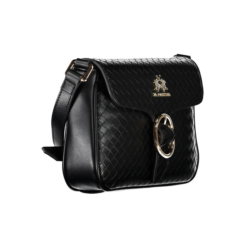 Black Polyurethane Women Shoulder Bag