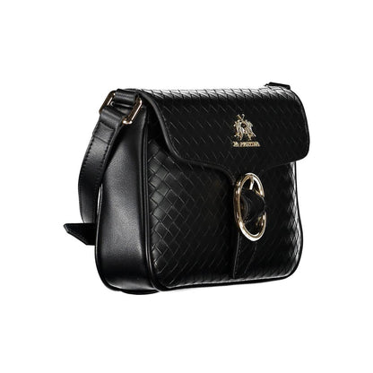 Black Polyurethane Women Shoulder Bag