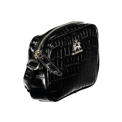 Black Polyurethane Women Shoulder Bag