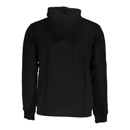 Black Cotton Men Sweater with Hood