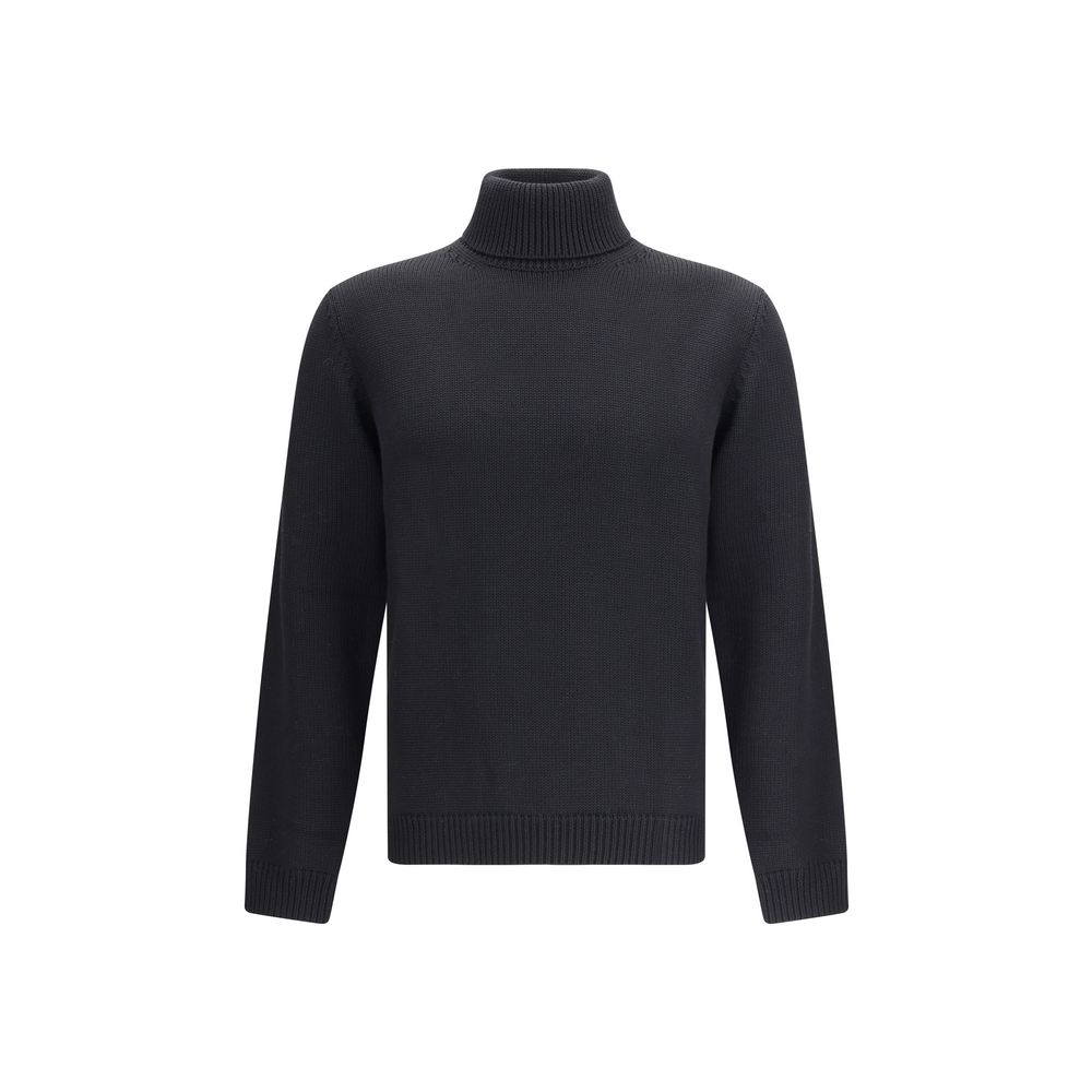 Black Merino Wool Turtleneck