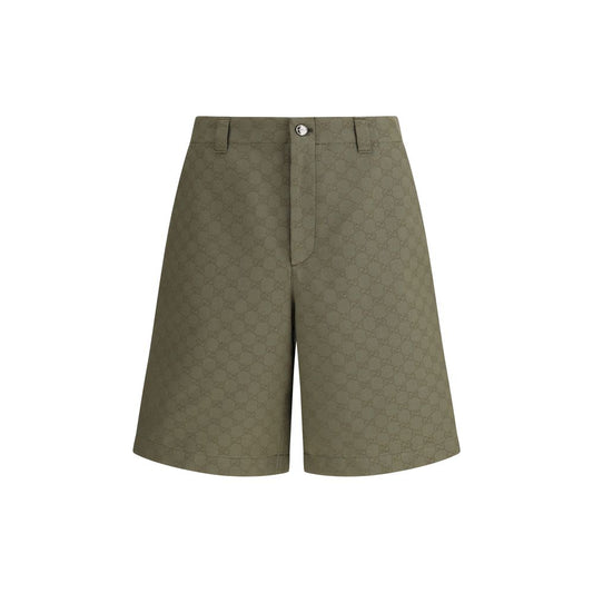 Green Cotton Bermuda Shorts