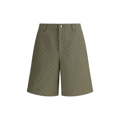 Green Cotton Bermuda Shorts