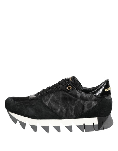 Black Gray Leopard Low Top Sneakers Shoes