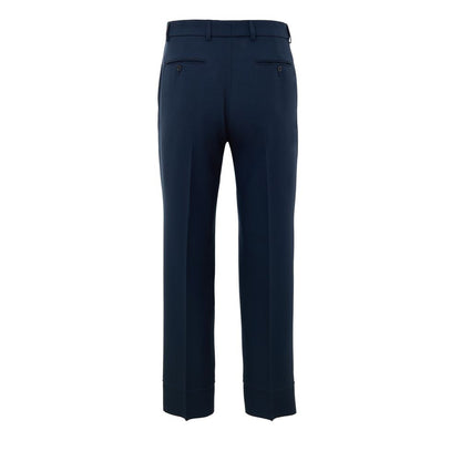 Blue Cotton Casual Pants