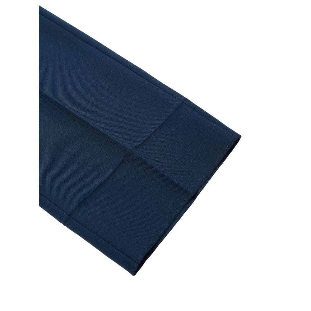 Blue Cotton Casual Pants