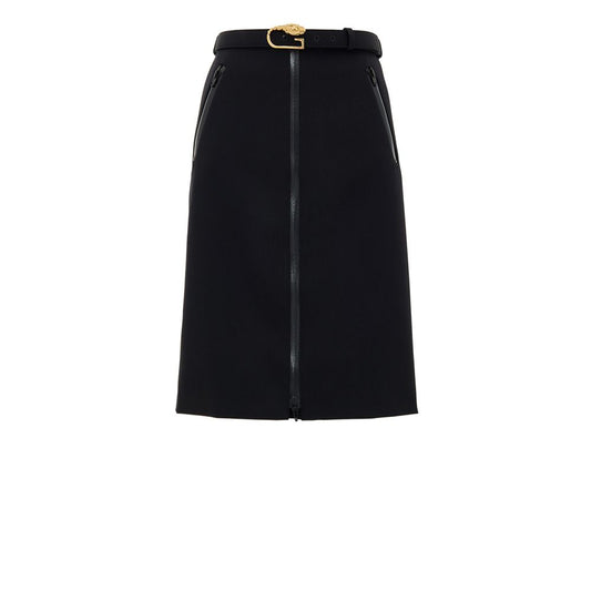 Black Wool Midi Skirt