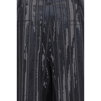 Gray Fleece Wool Casual Pants
