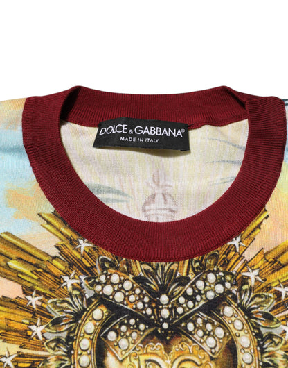 Tropical Heart Crown Silk Pullover Sweater