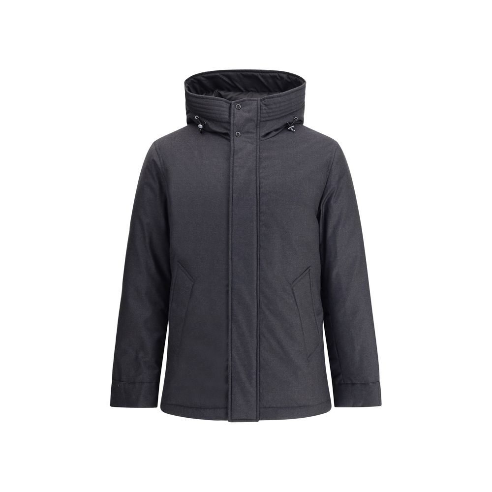 Black Fleece Wool Parka