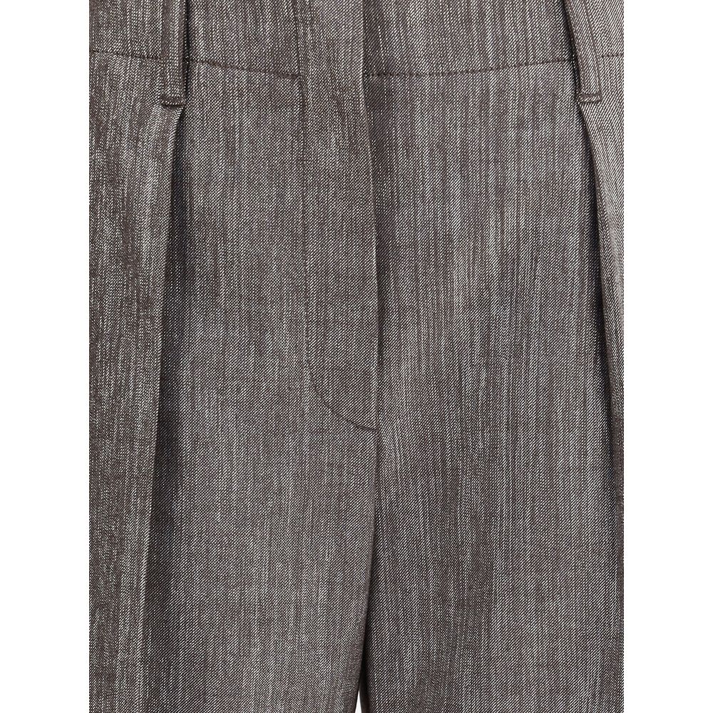 Brown Polyester Casual Pants