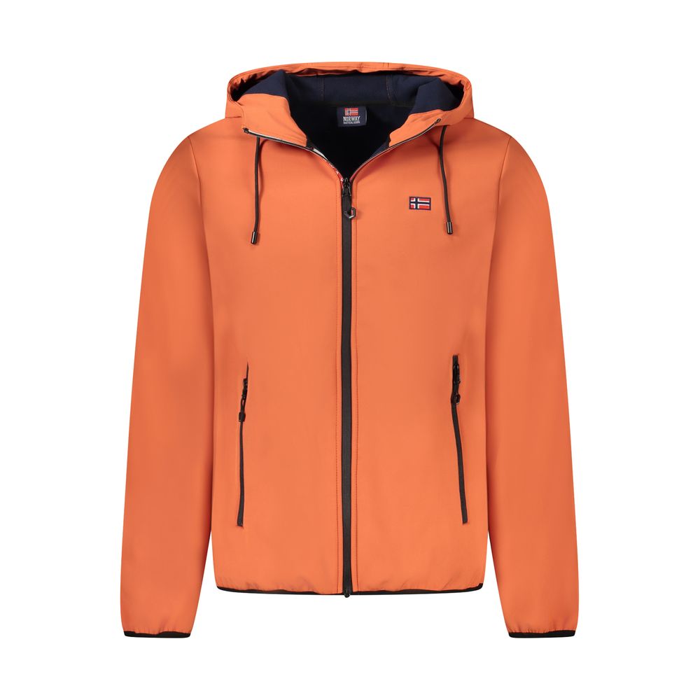 Orange Polyester Men Jacket