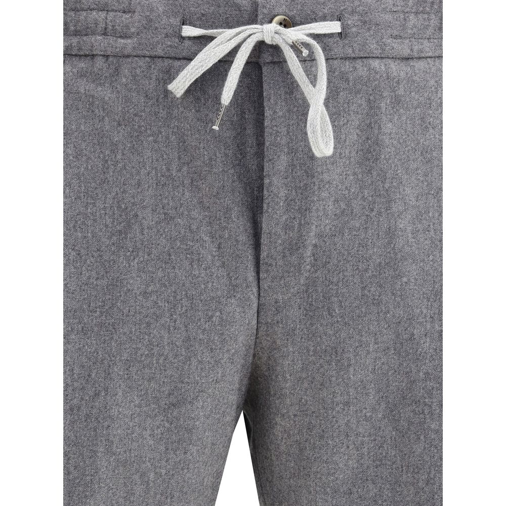 Gray Fleece Wool Casual Pants