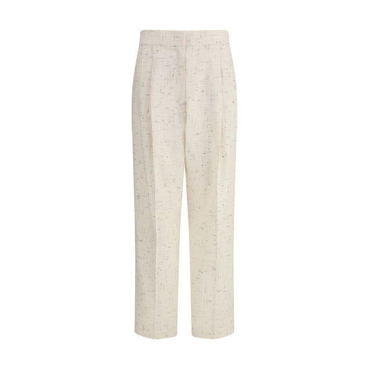 Beige Cotton Casual Pants