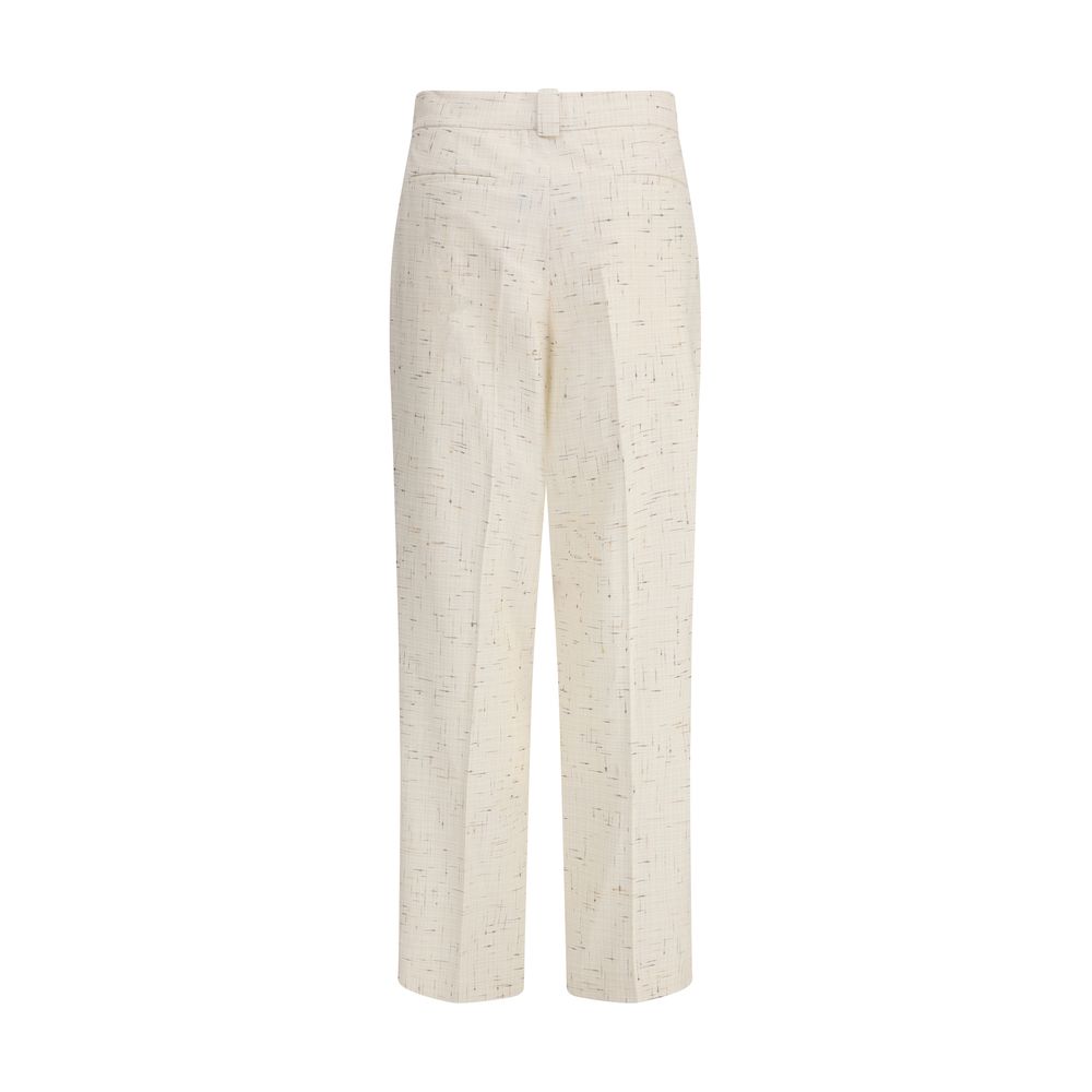 Beige Cotton Casual Pants