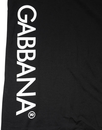 Black Logo Print Cotton Men Crew Neck T-shirt