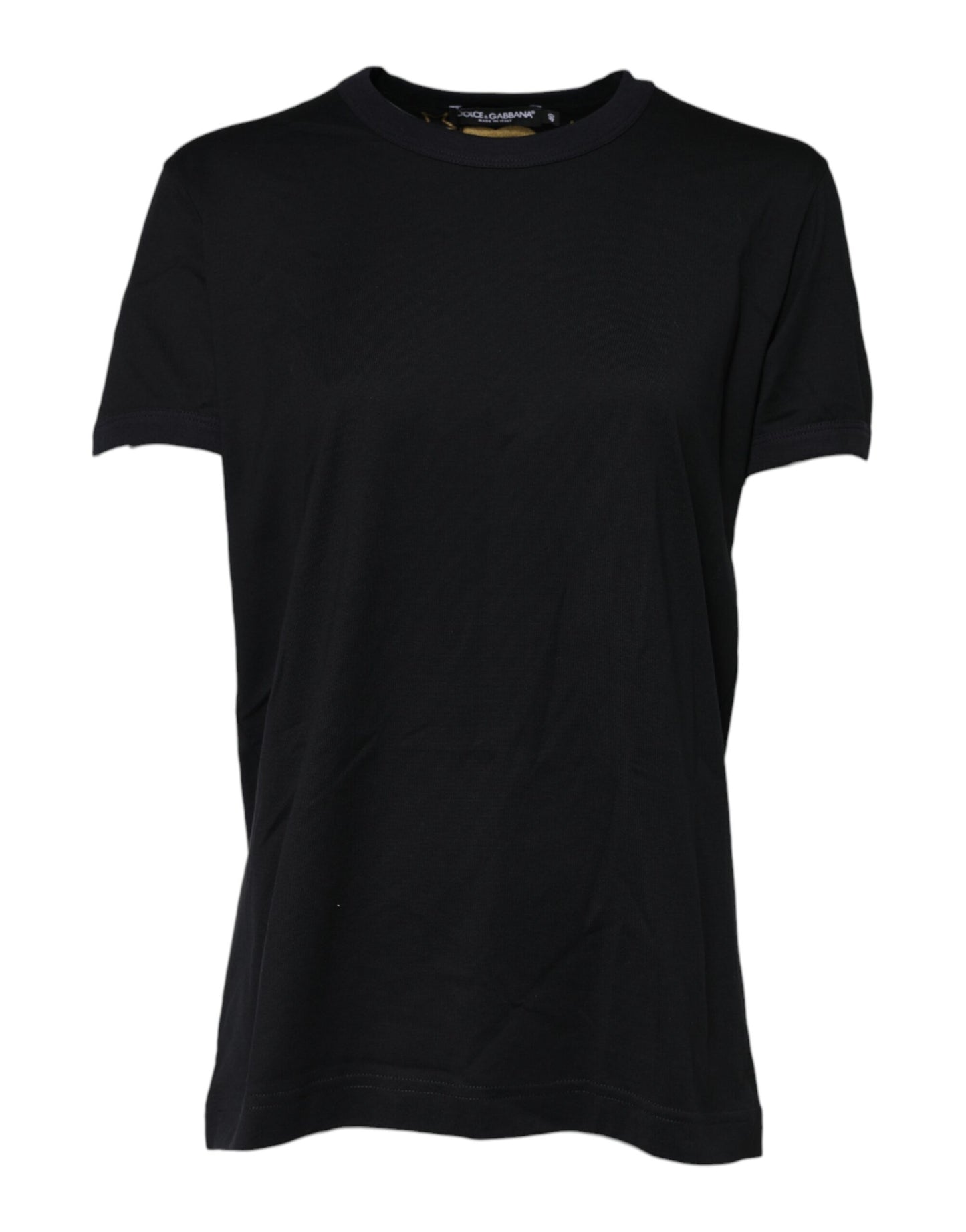 Black Cotton DG Print Short Sleeve Top T-shirt