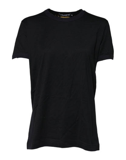 Black Cotton DG Print Short Sleeve Top T-shirt