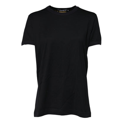 Black Cotton DG Print Short Sleeve Top T-shirt