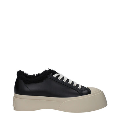 Black Leather Chunky Sneakers