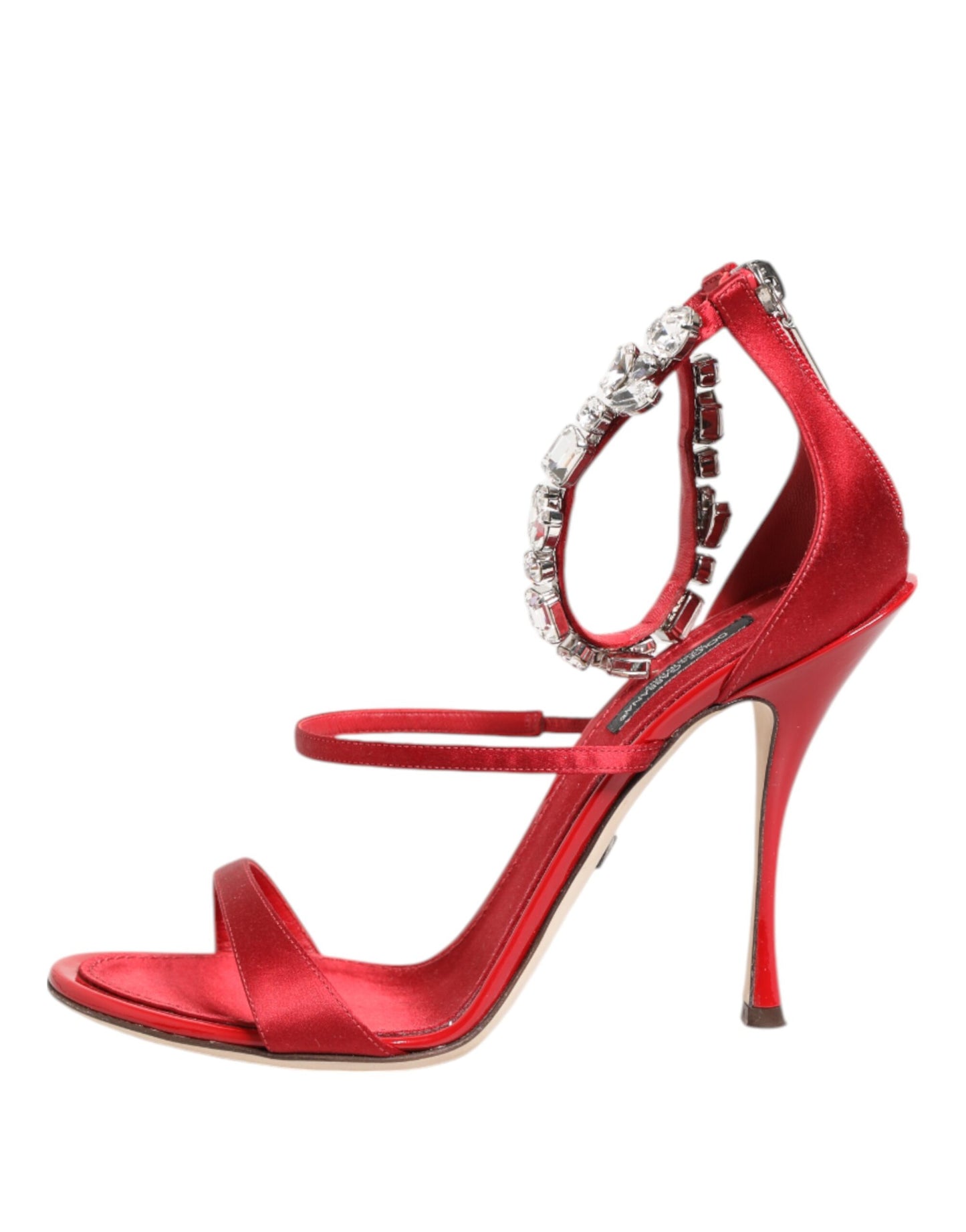 Red Satin Crystals Keira Sandals Heel Shoes
